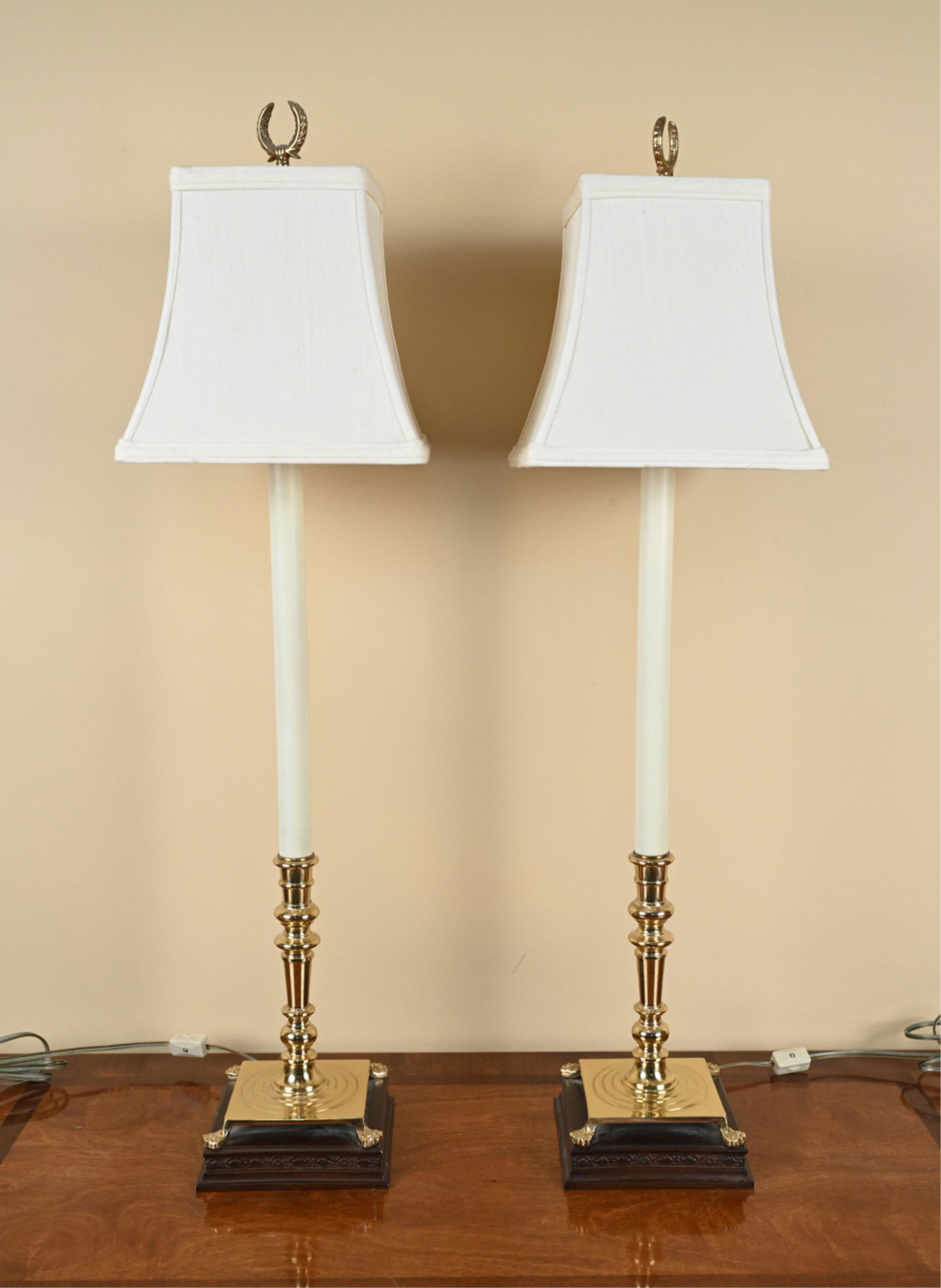 PAIR OF BRASS CANDLESTICK TABLE LAMPS (1 of 10)