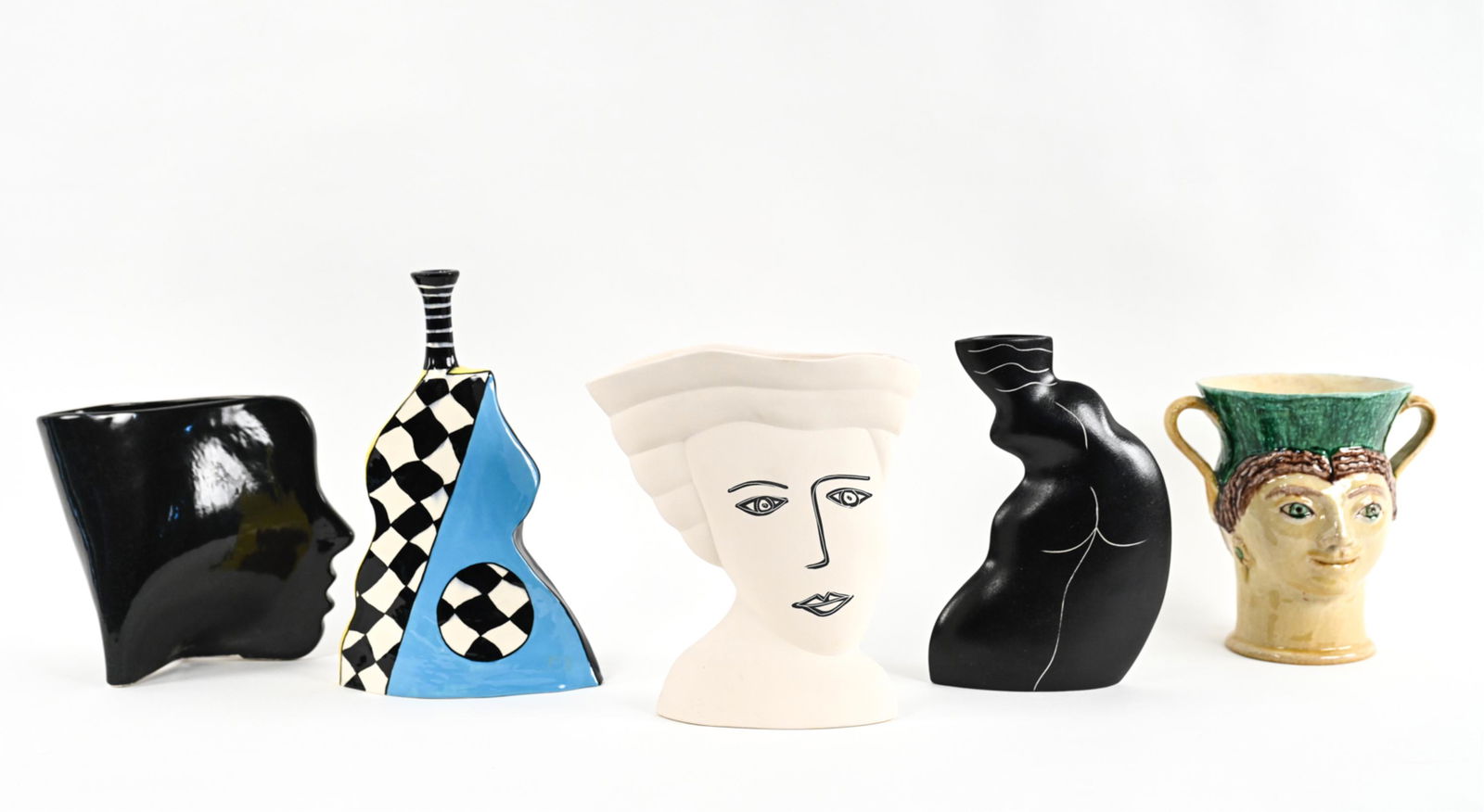GROUPING OF UNUSUAL FIGURAL CERAMIC VASES (1 of 14)