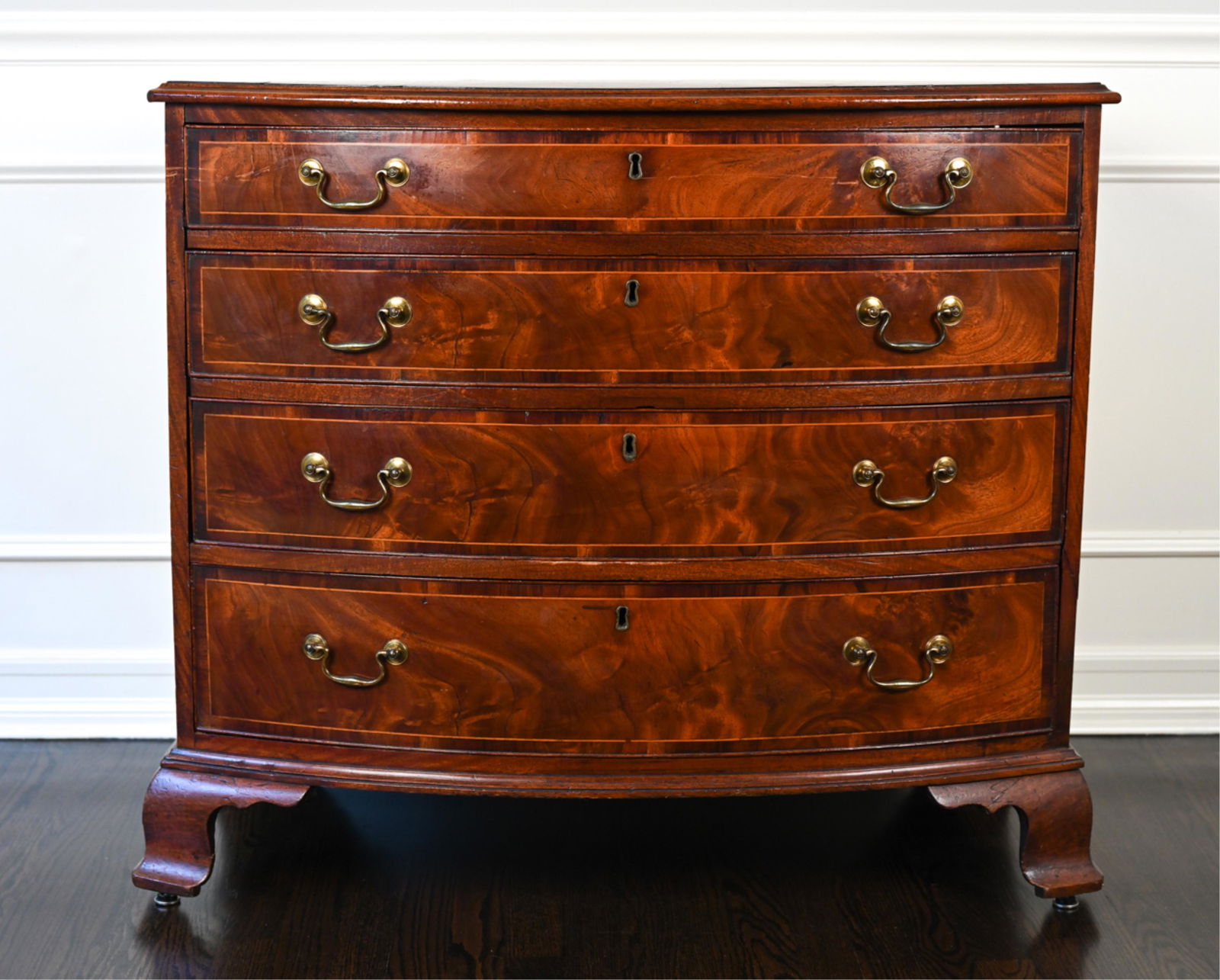 GEORGE III BOW-FRONT CHEST OF DRAWERS, C. 1765 (1 of 17)