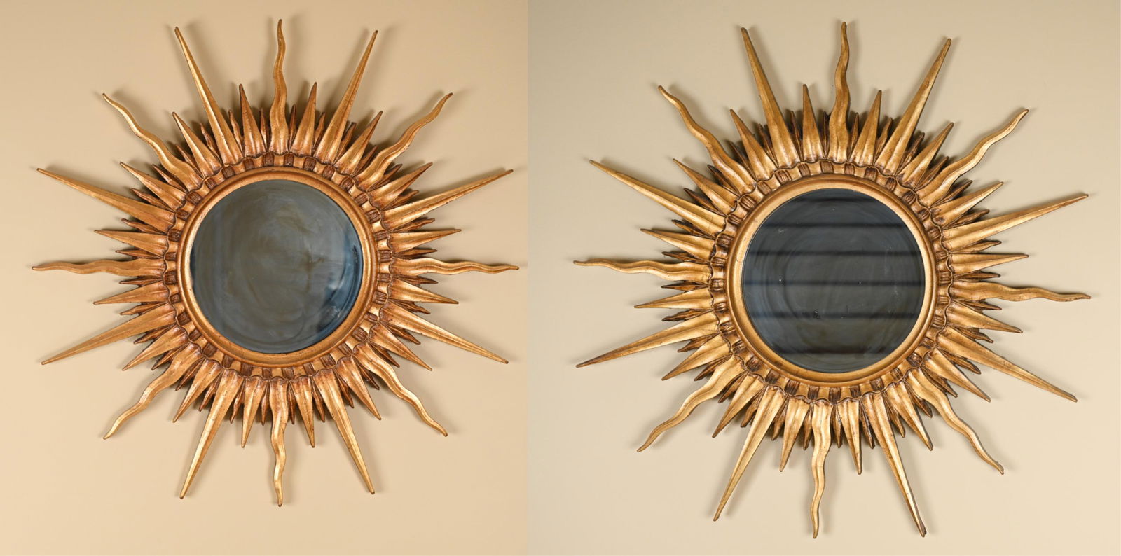PAIR OF MARIO BUATTA GILT SUNBURST WALL MIRRORS (1 of 10)