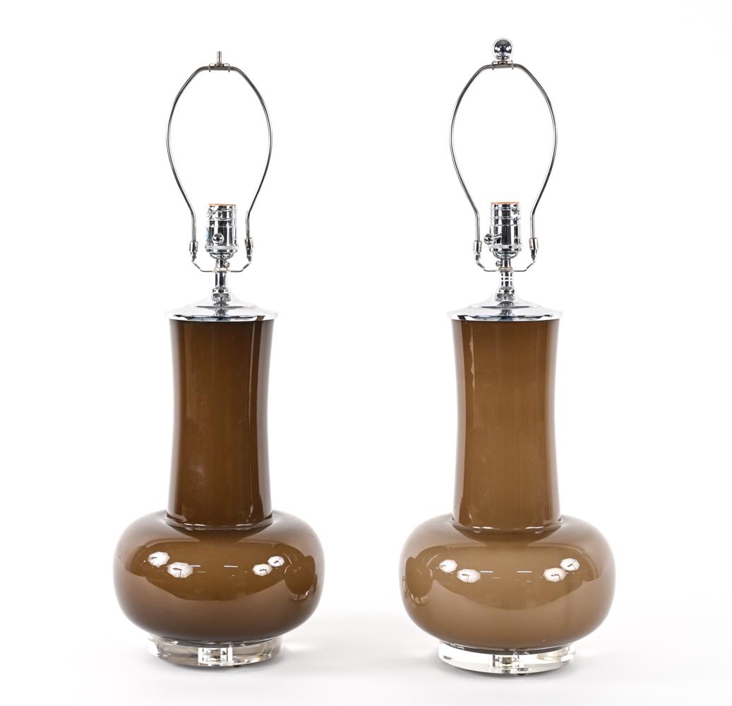 PAIR OF CONTEMPORARY GLASS TABLE LAMPS (1 of 14)