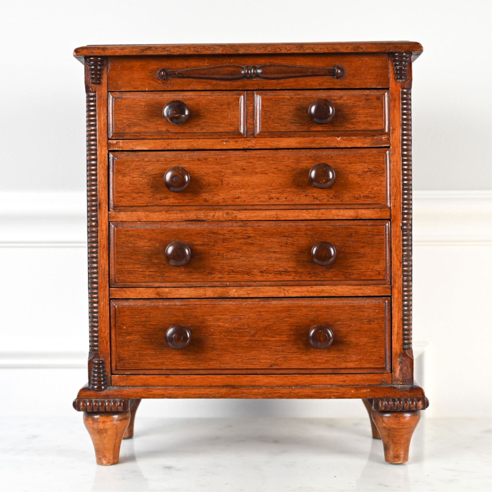 C. 1820 ENGLISH MAHOGANY MINIATURE CHEST (1 of 10)