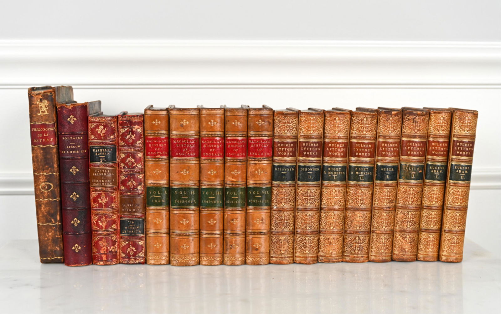 (17) ANTIQUE BOOKS, MOSTLY LEATHER-BOUND (1 of 18)