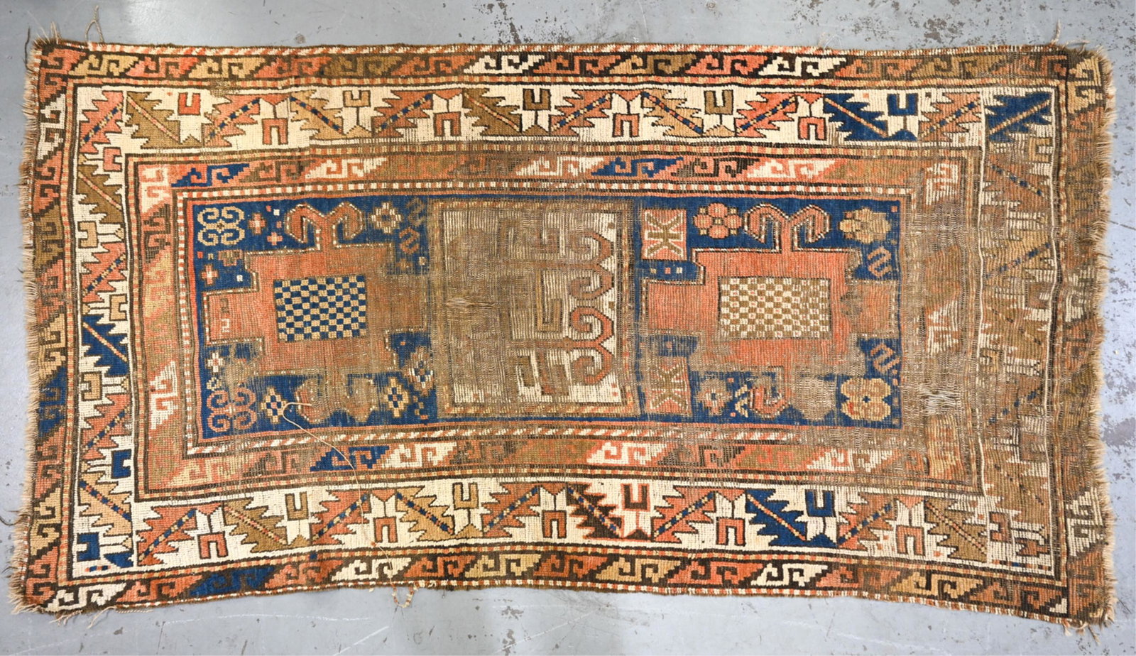 ANTIQUE CAUCASIAN HAND-WOVEN WOOL RUG (1 of 8)