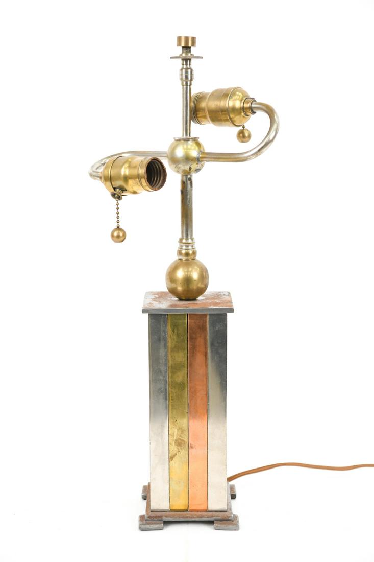 MID-CENTURY MIXED METAL COLUMN TABLE LAMP (1 of 12)