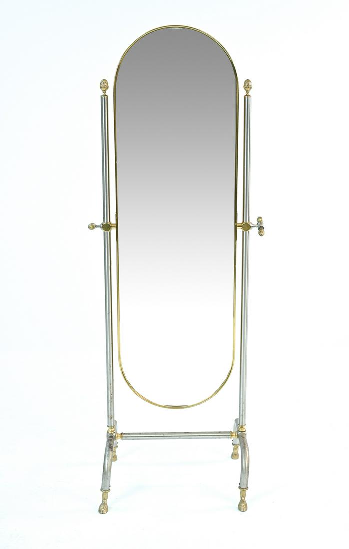 HOLLYWOOD REGENCY BRASS CHEVAL MIRROR (1 of 14)