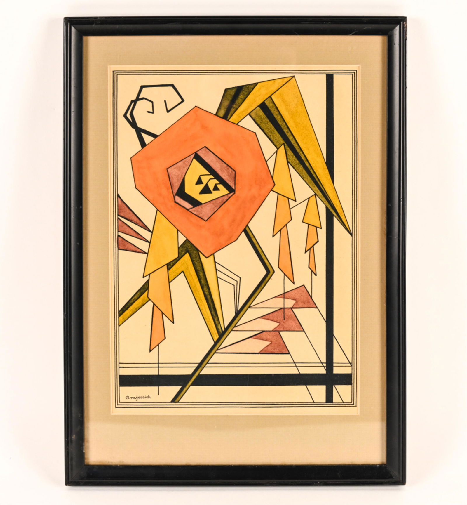 MODERN ABSTRACT INK & WATERCOLOR DRAWING (1 of 9)