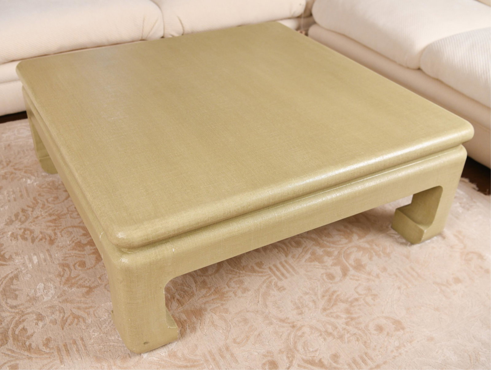 CONTEMPORARY LINEN-WRAPPED COFFEE TABLE (1 of 8)