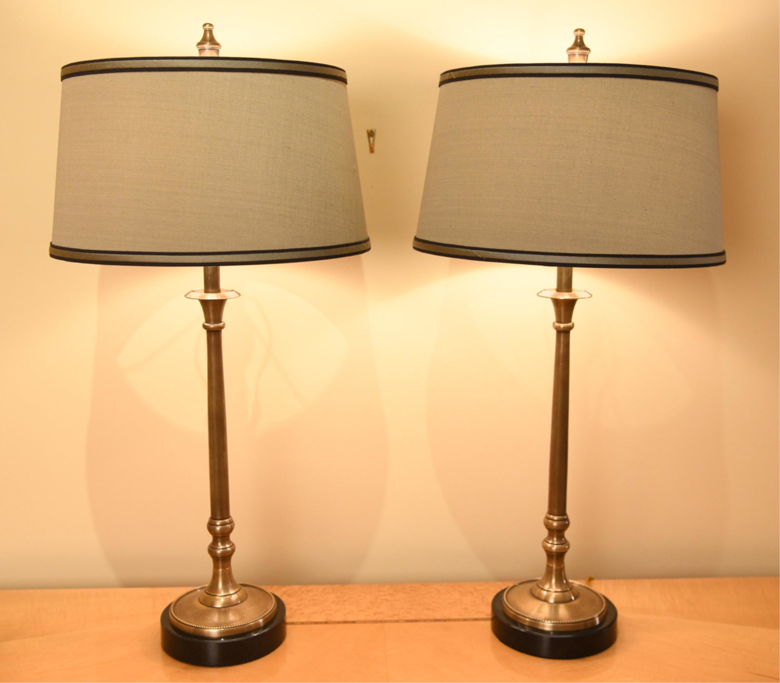 PAIR OF BRASS CANDLESTICK TABLE LAMPS (1 of 10)
