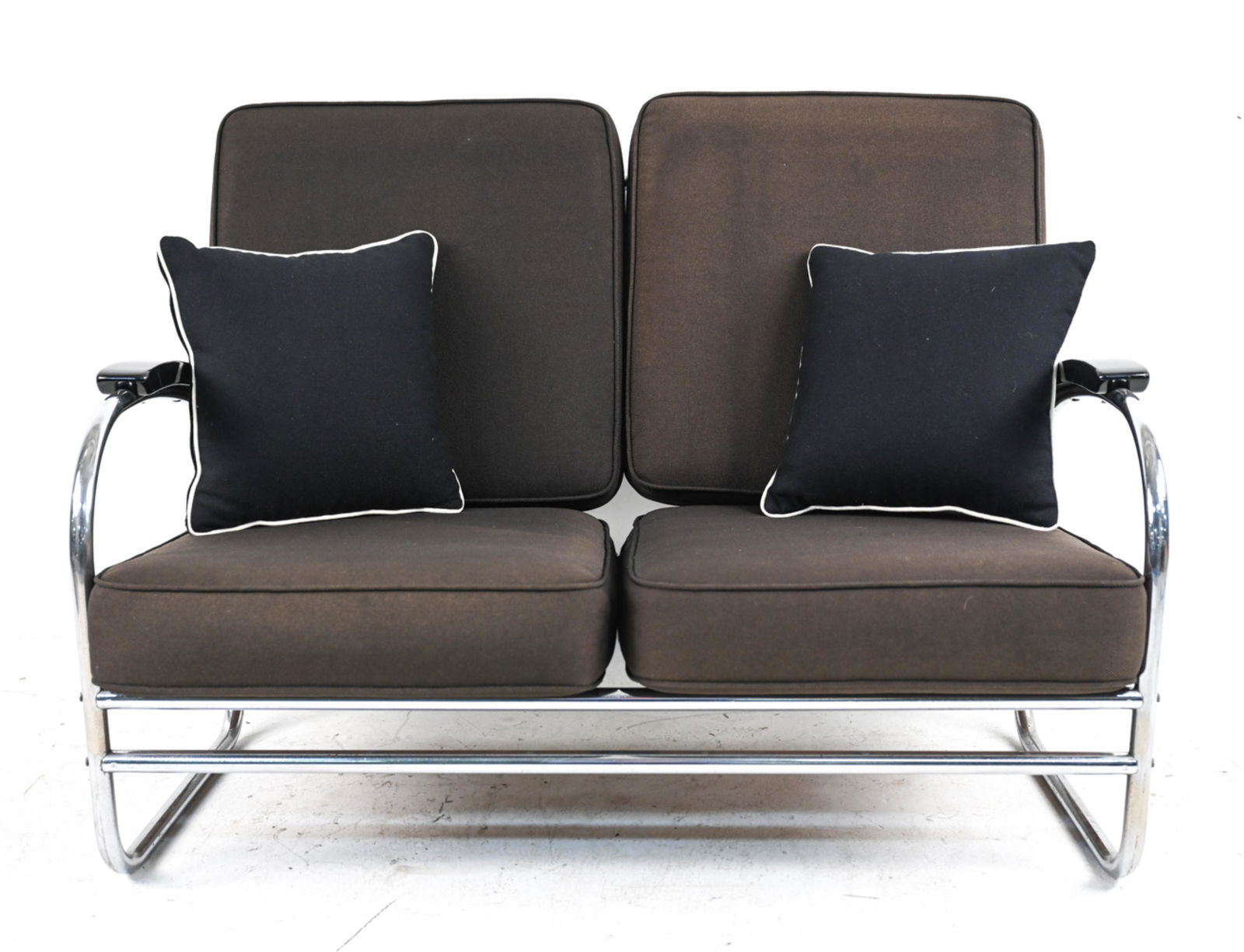 C. 1930'S STREAMLINE ROYAL METAL CHROME LOVESEAT (1 of 14)