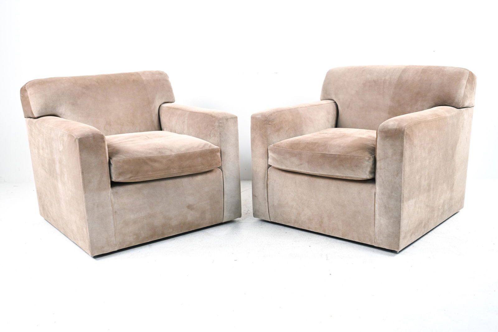 PAIR OF SUEDE CLUB CHAIRS (1 of 13)
