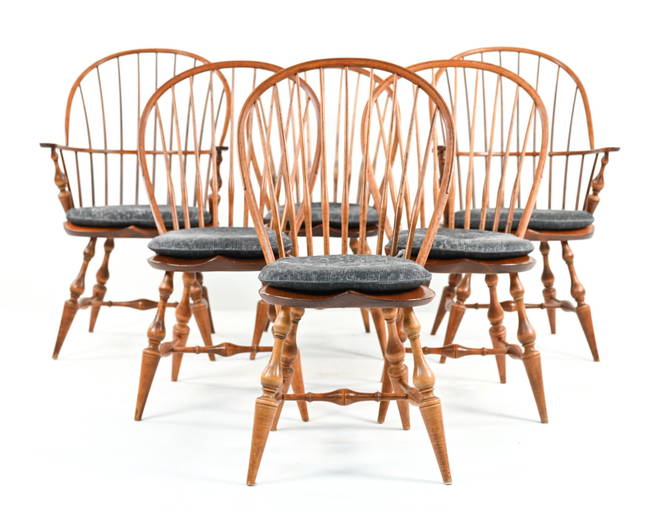 6) Dimes Bowback Windsor Dining Chairs