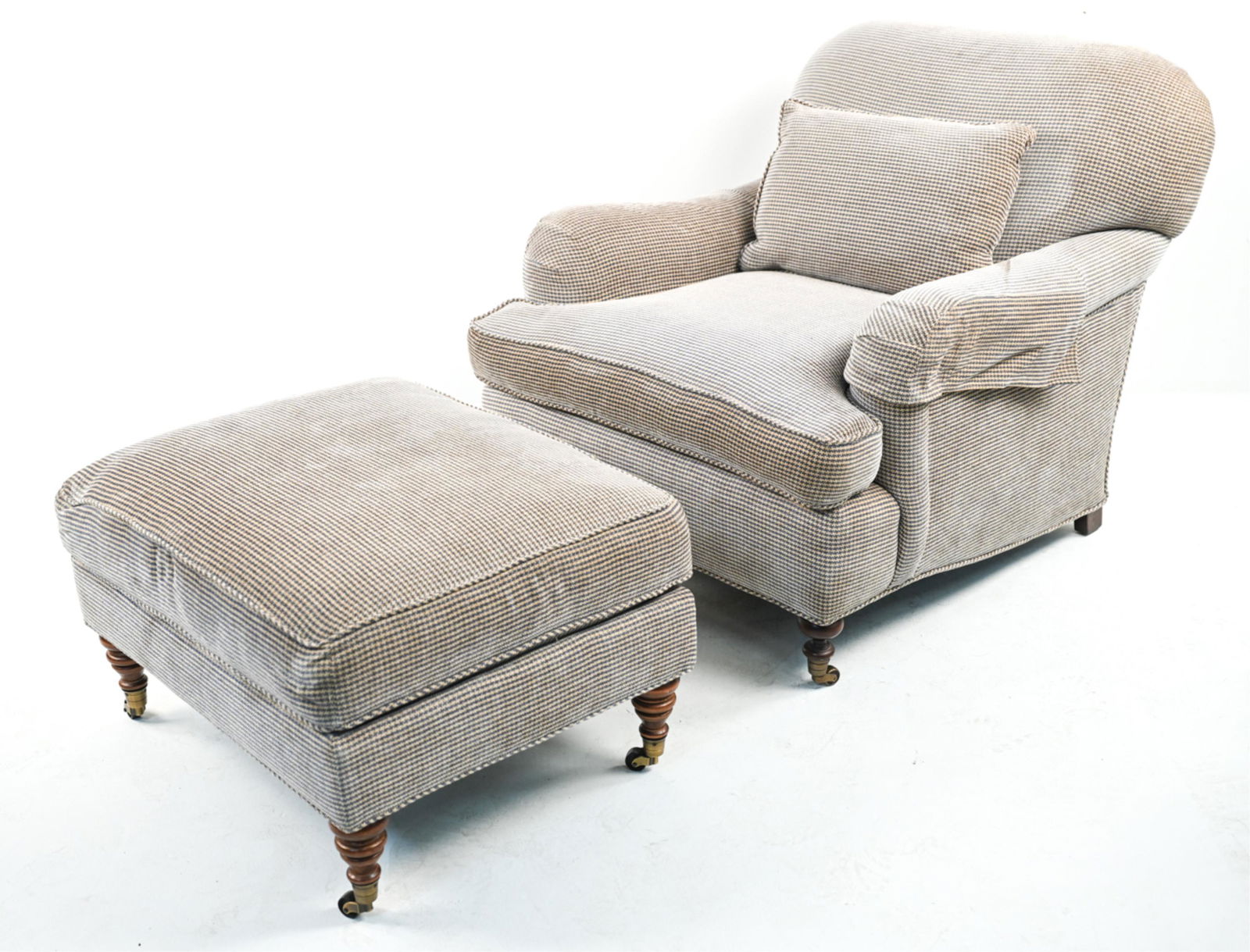 ENGLISH ROLL-ARM CLUB CHAIR & OTTOMAN (1 of 15)