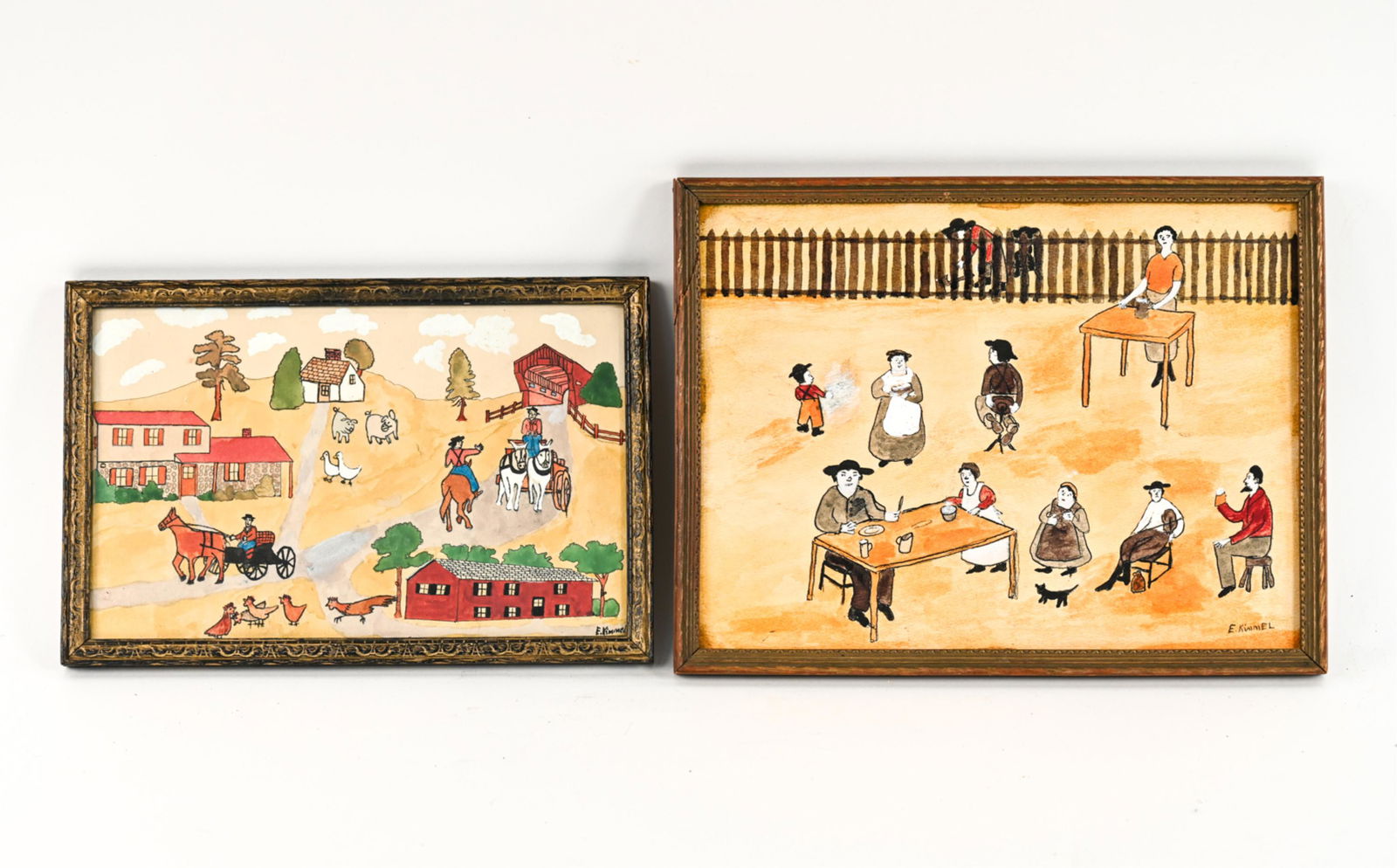 (2) EDWARD C. KIMMEL (1898-1968) AMISH WATERCOLORS (1 of 20)