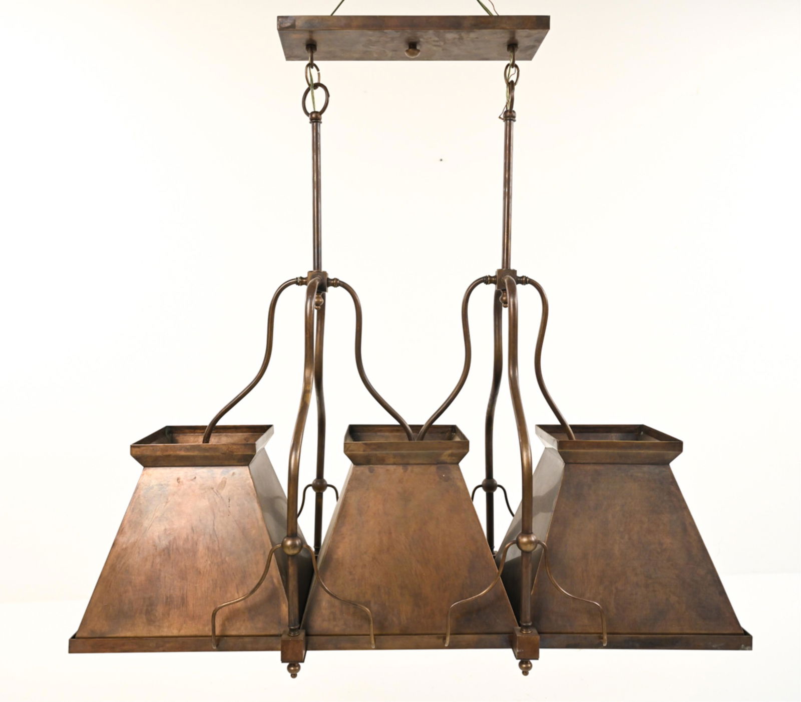 CONTEMPORARY BRASS TRIPLE LIGHT CHANDELIER (1 of 18)