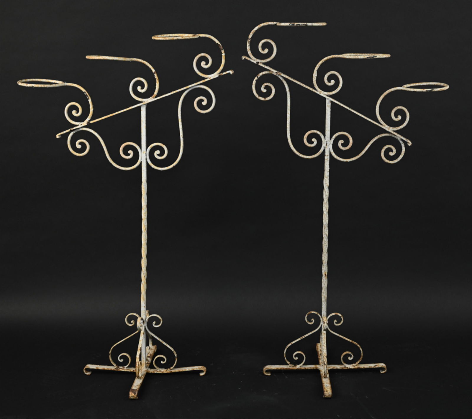 PAIR OF WHITE PAINTED IRON PLANTER STANDS (1 of 12)