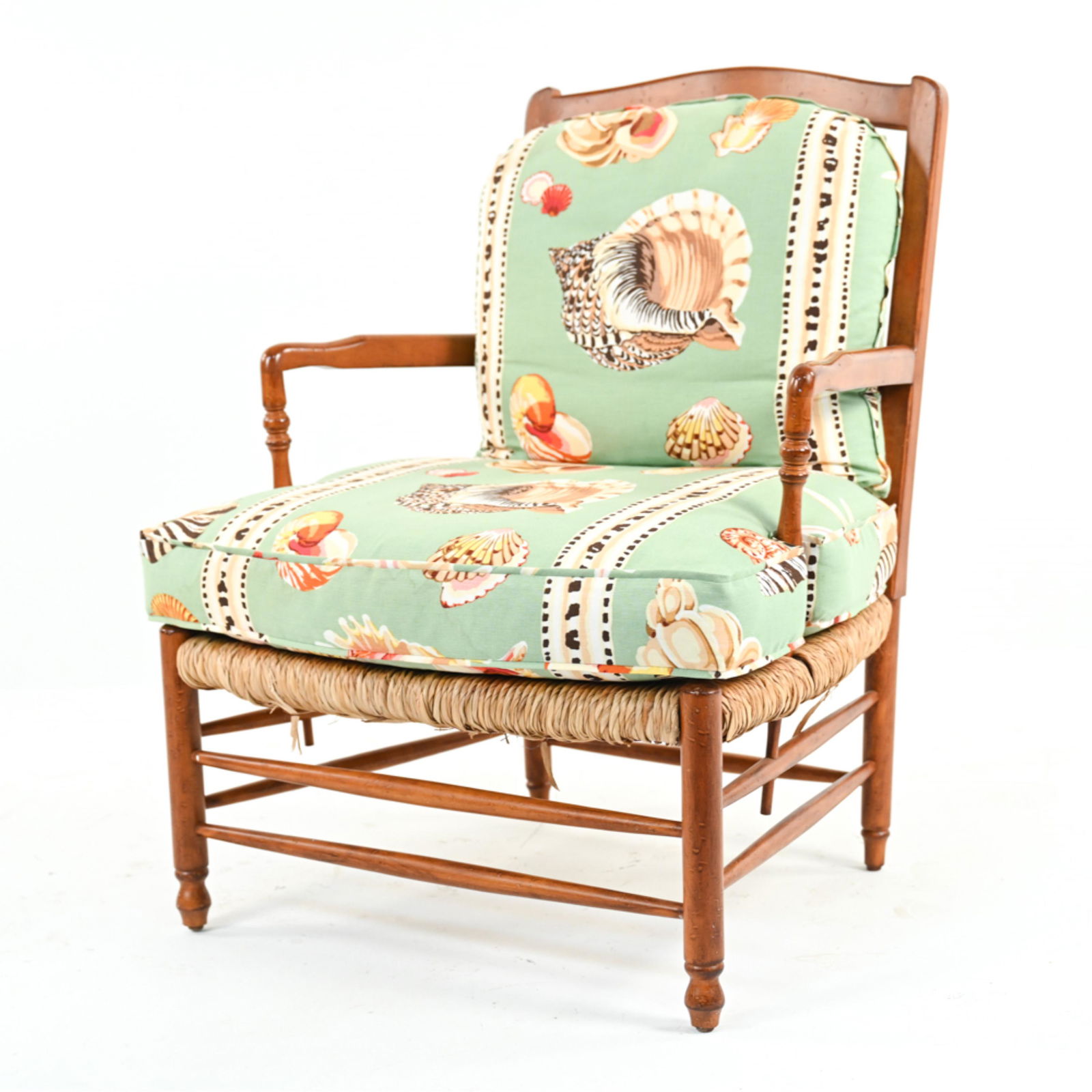 PROVINCIAL LADDERBACK RUSH SEAT LOUNGE CHAIR (1 of 11)
