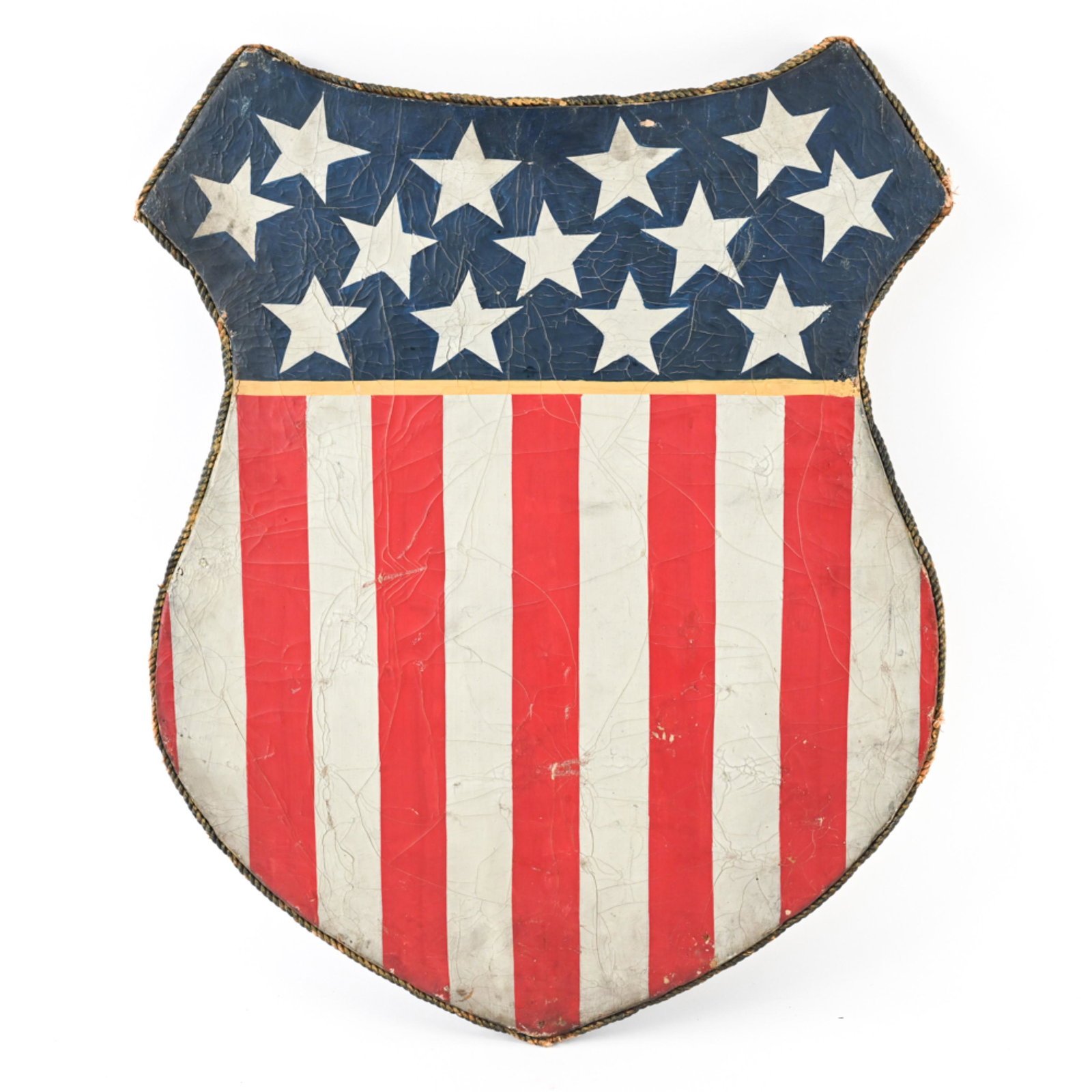 ANTIQUE AMERICAN FLAG SHIELD CREST WALL HANGING (1 of 10)