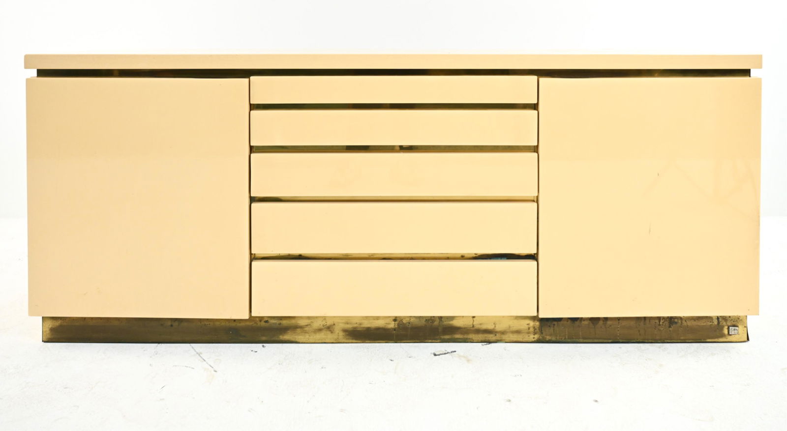 1970'S JEAN CLAUDE MAHEY LACQUER & BRASS SIDEBOARD (1 of 20)