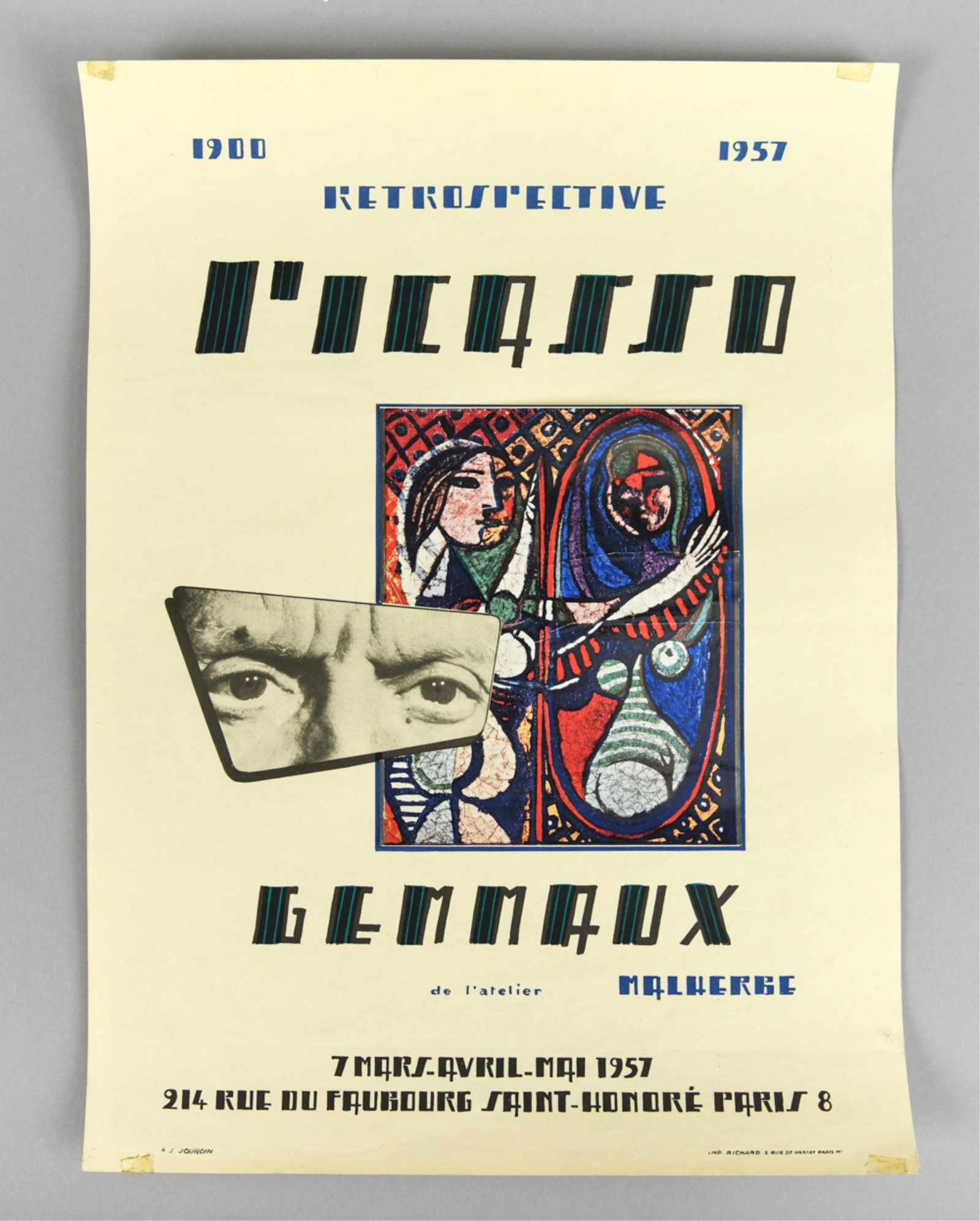 1957 PICASSO EXHIBITION POSTER W/ COLLAGE (1 of 9)