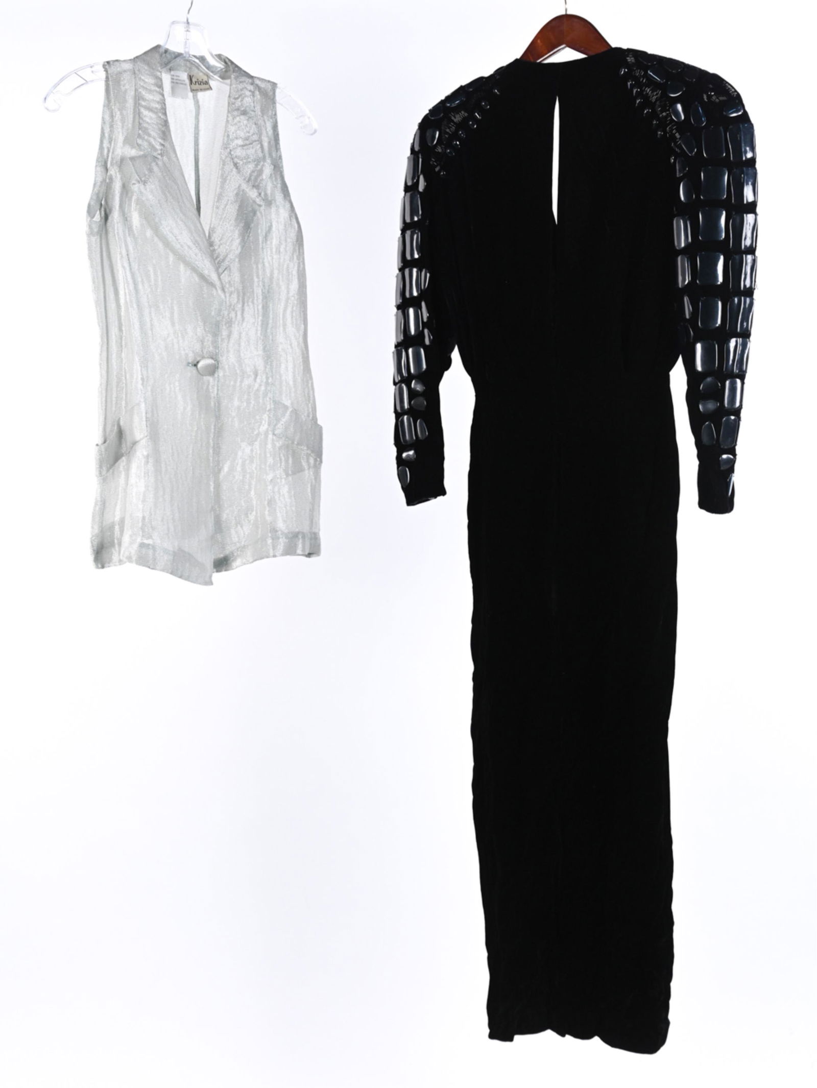 1980'S KRIZIA VELVET GOWN & METALLIC SILK VEST (1 of 12)