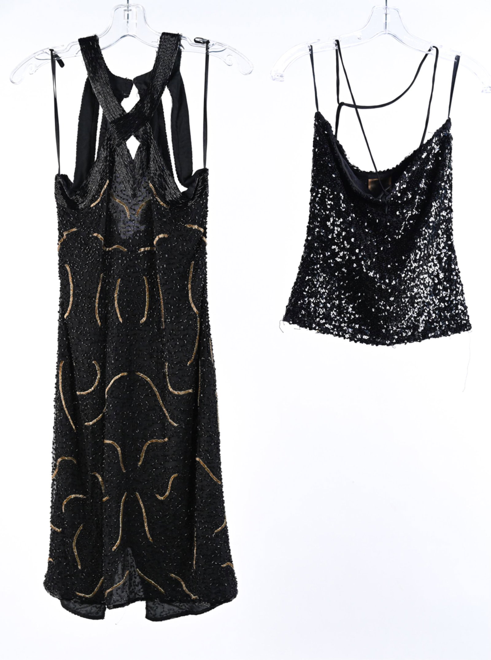 1970'S BIBA SEQUIN TOP & 1980'S RUCCI BEADED DRESS (1 of 13)