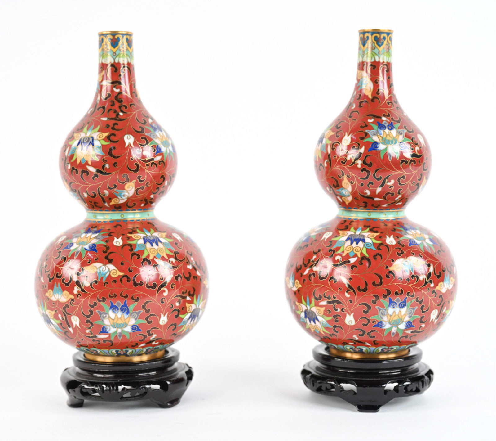 PAIR OF CHINESE CLOISONNE ENAMEL VASES (1 of 11)