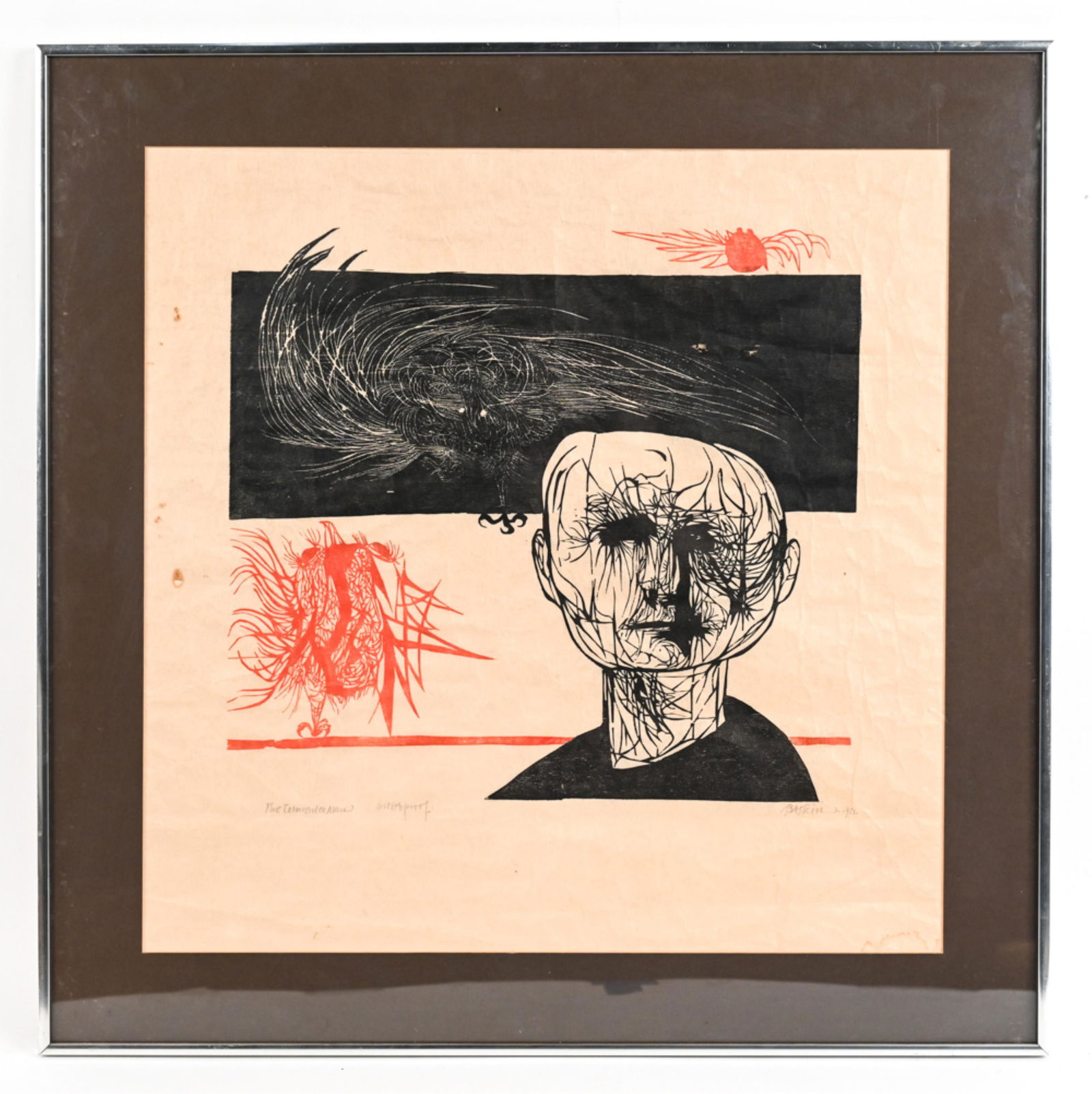 LEONARD BASKIN (1922-2000) COLOR WOODCUT (1 of 13)