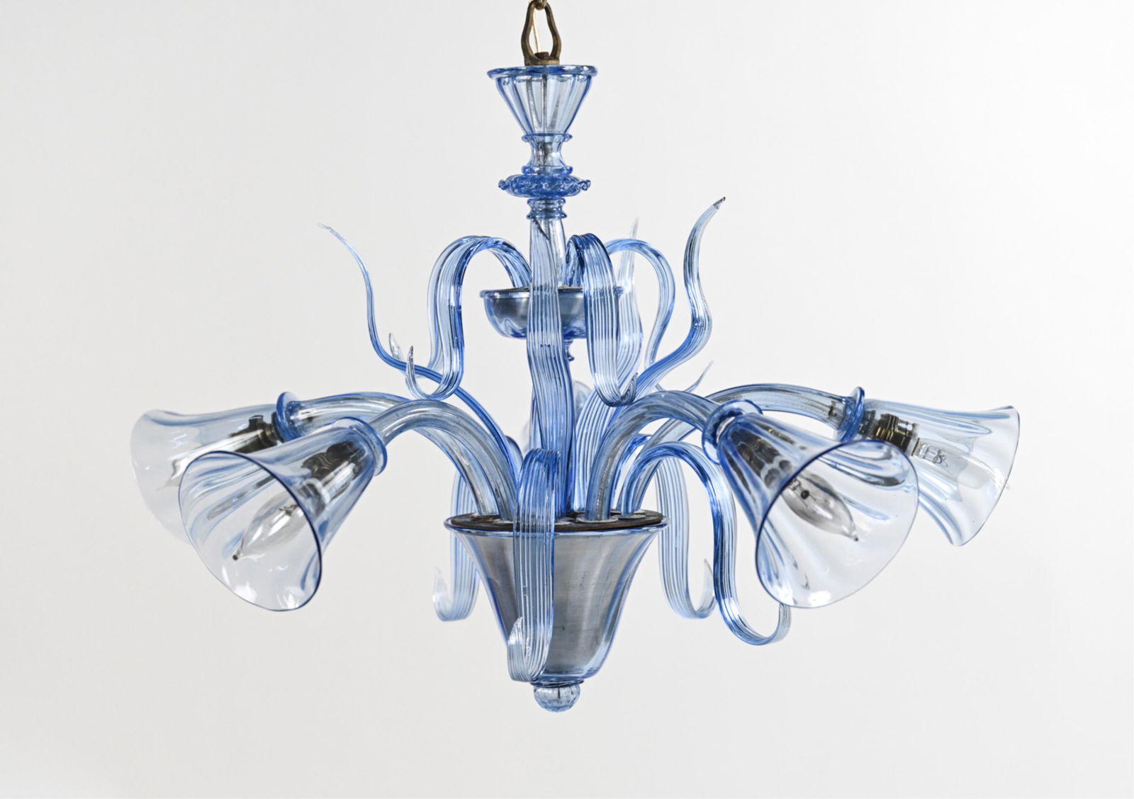 VINTAGE BLUE ITALIAN GLASS SMALL CHANDELIER (1 of 16)