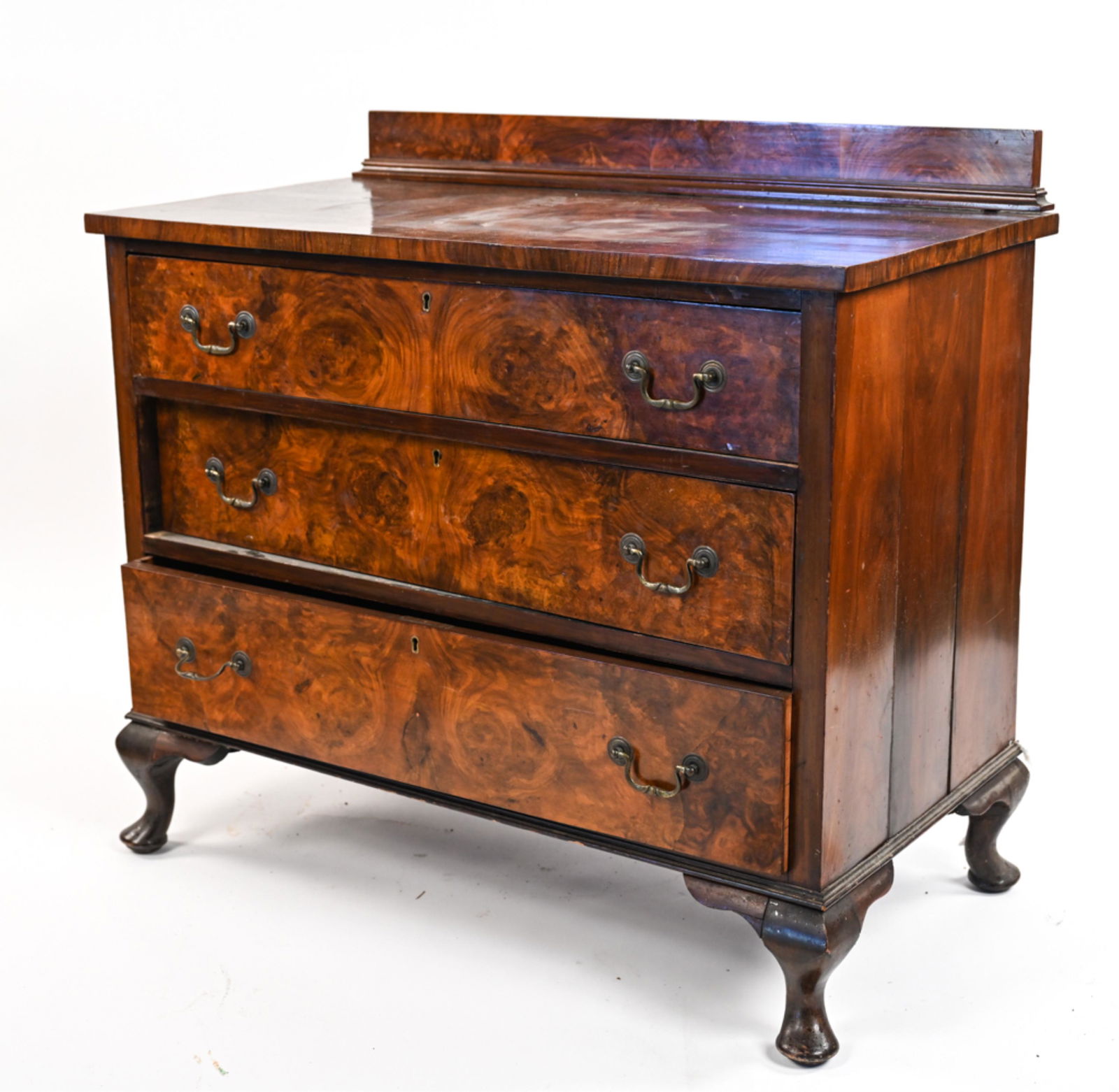 ANTIQUE BURL WOOD CHEST OF DRAWERS (1 of 19)