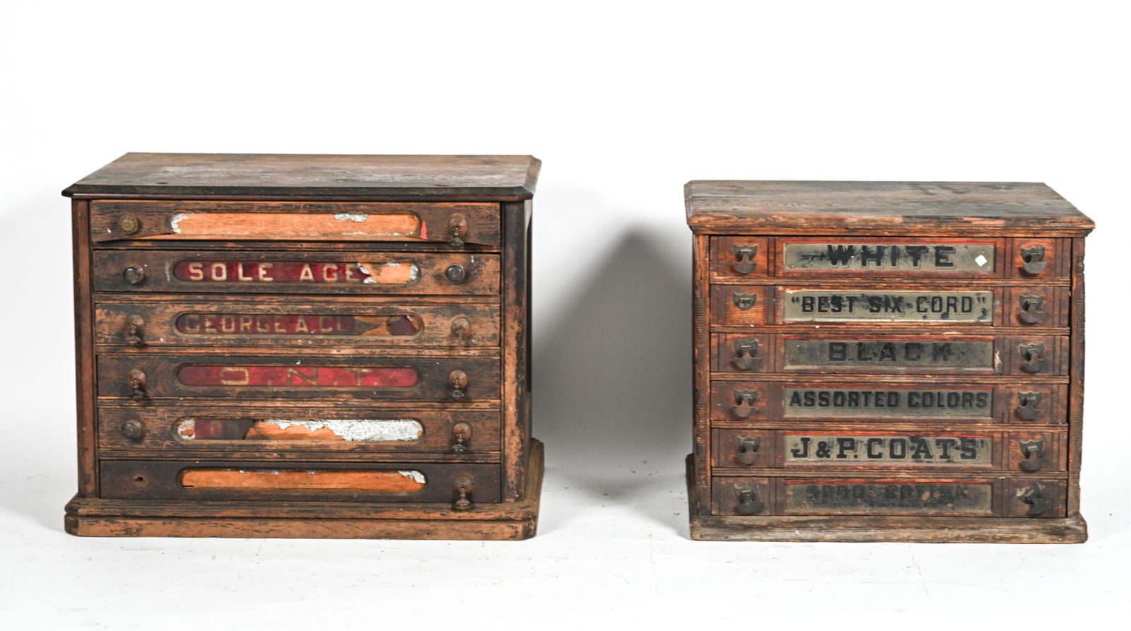(2) ANTIQUE SPOOL CABINETS (1 of 16)