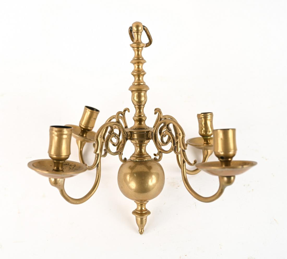 DIMINUTIVE ANTIQUE DUTCH BRASS CHANDELIER (1 of 9)