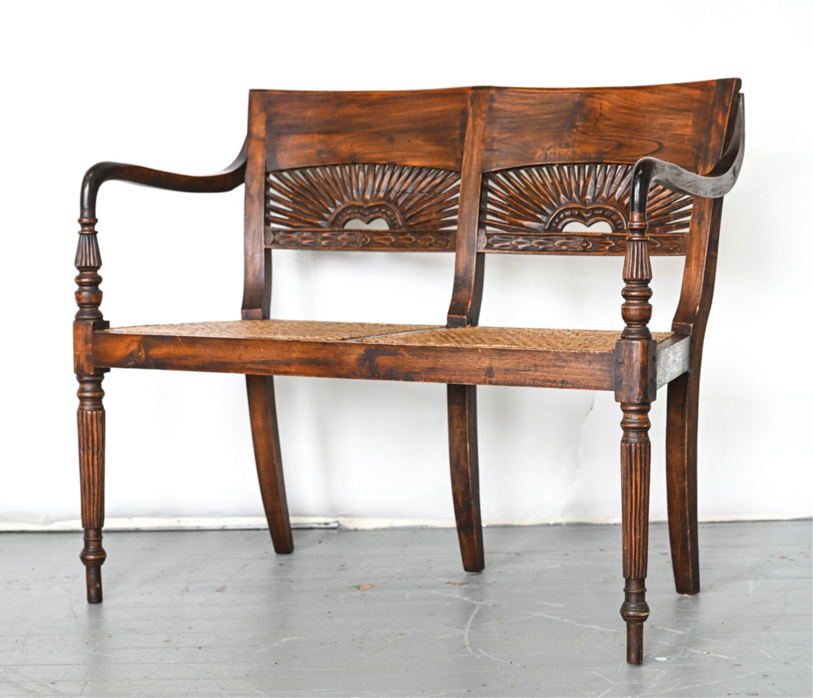 EMPIRE-STYLE CARVED & CANED SETTEE (1 of 16)