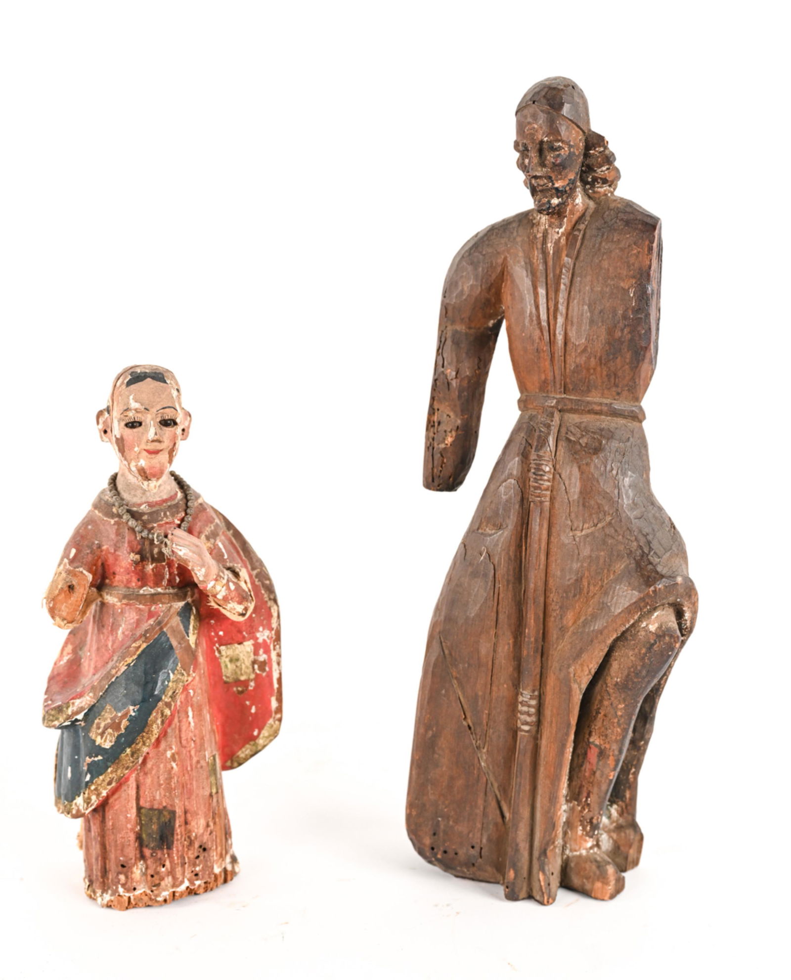 (2) ANTIQUE CARVED WOOD SANTOS FIGURES (1 of 20)