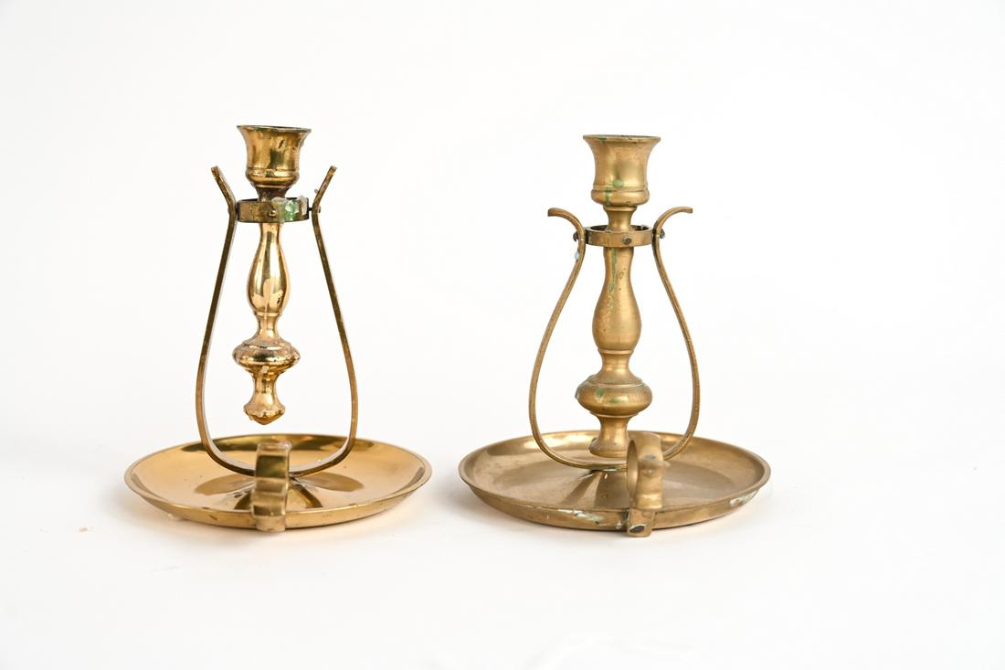 (2) BRASS GIMBAL CHAMBERSTICK CANDLE SCONCES (1 of 12)
