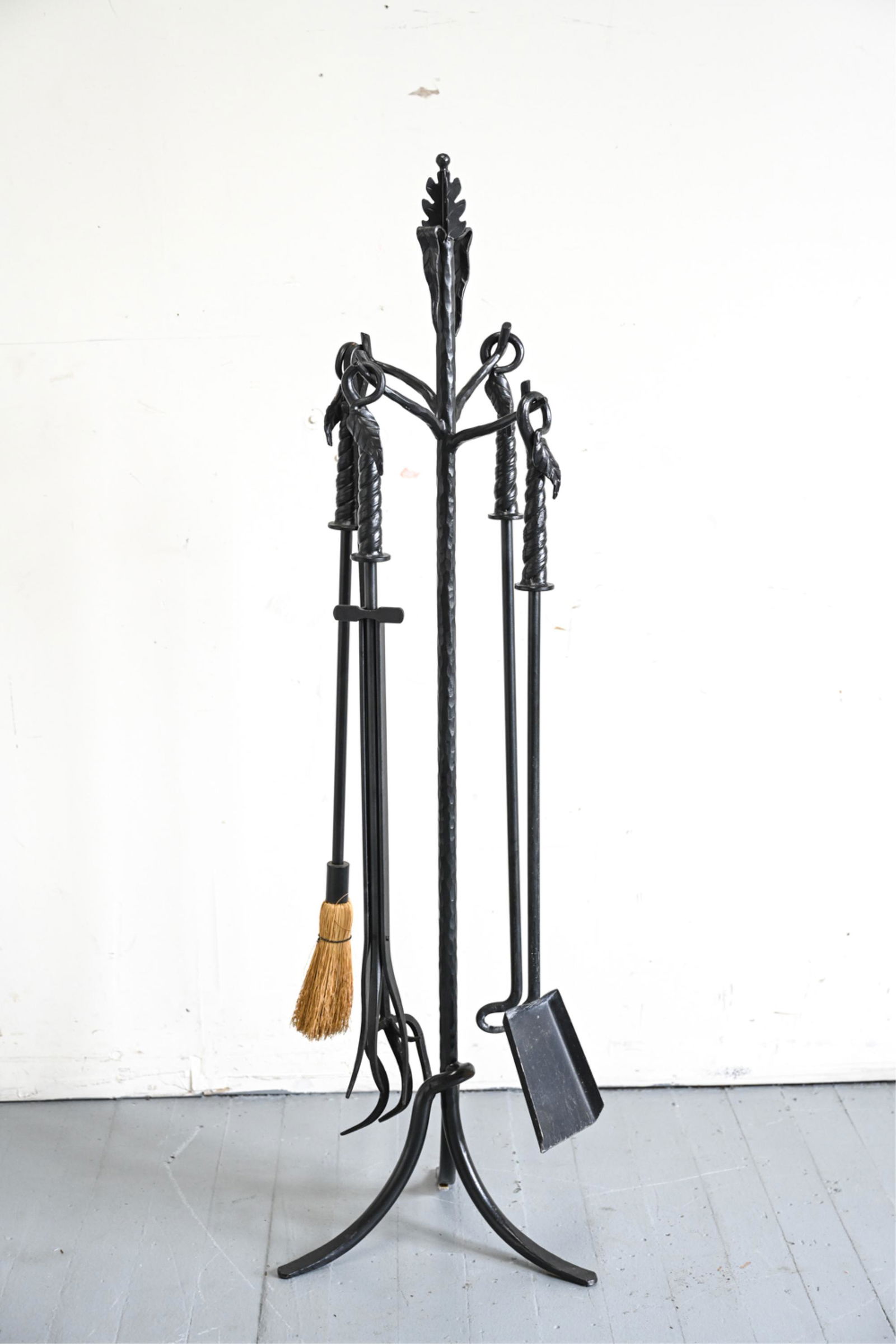 OVERSIZED WROUGHT IRON FIREPLACE TOOLS (1 of 8)