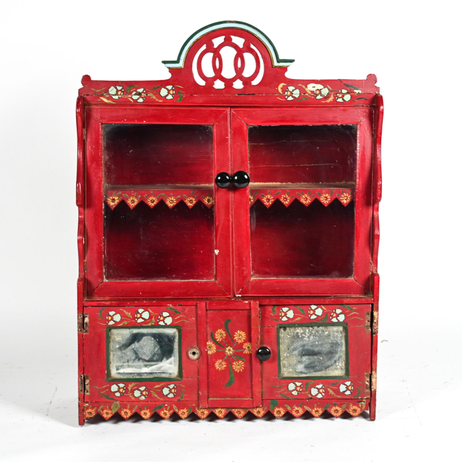 ANTIQUE FOLK ART PAINTED HUTCH CABINET, AS IS (1 of 15)