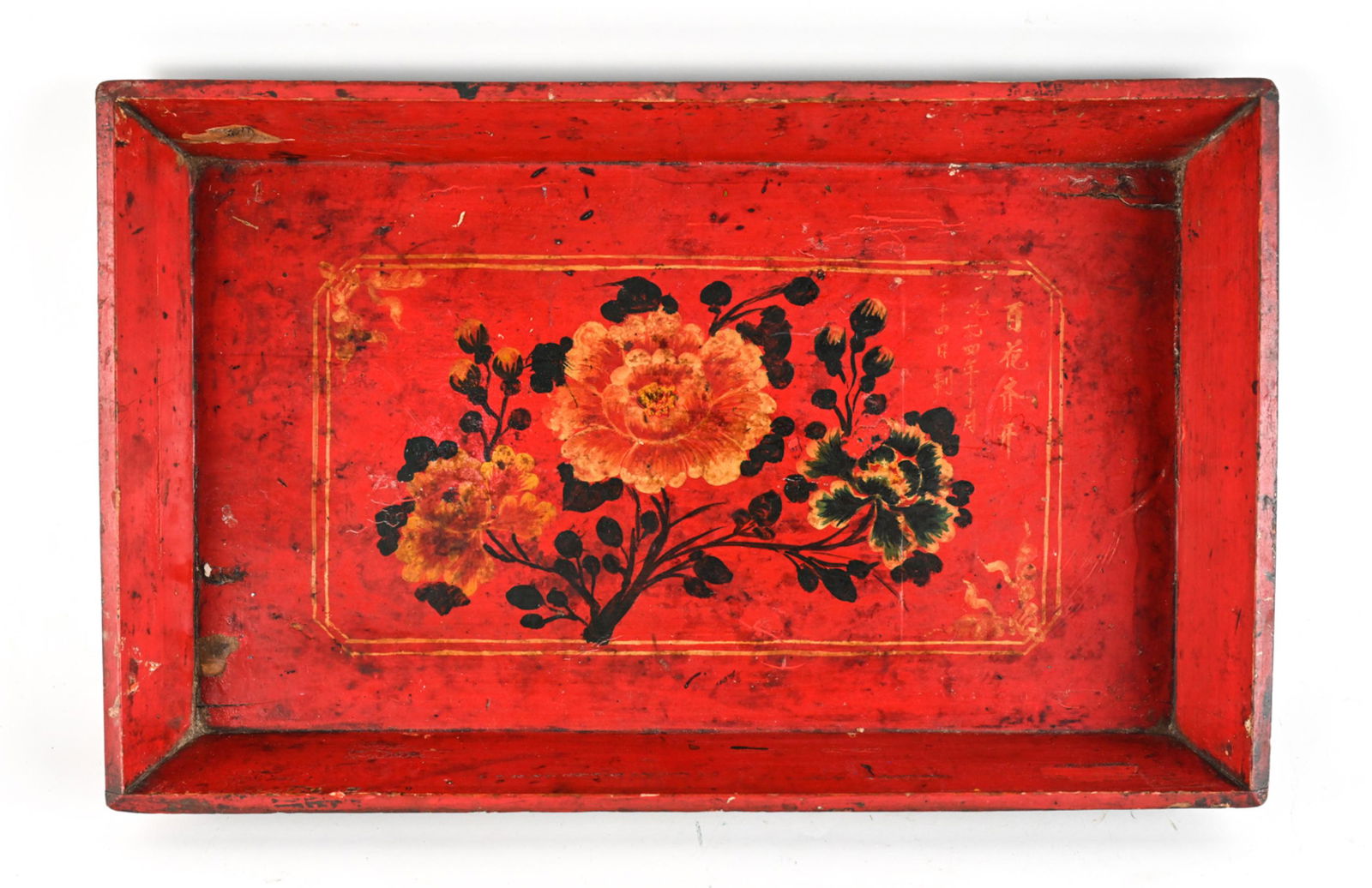 CHINOISERIE PAINTED WOOD SERVING TRAY (1 of 11)
