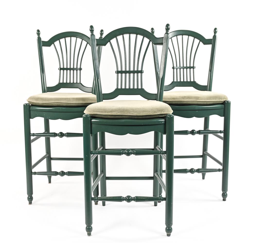 (3) PAINTED SHEAF BACK BAR STOOLS (1 of 11)
