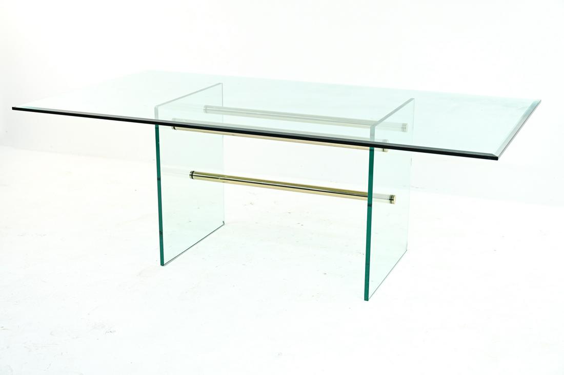 ATTR. FONTANA ARTE BRASS & GLASS DINING TABLE (1 of 19)