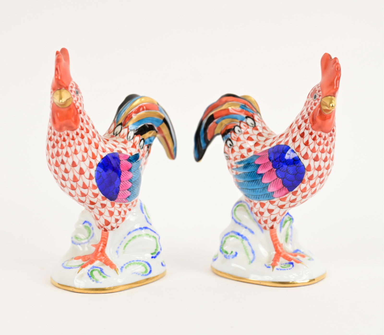 PAIR OF HEREND PORCELAIN ROOSTERS (1 of 14)