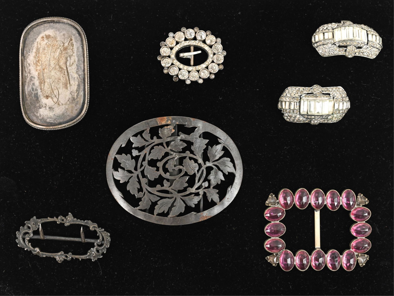 ANTIQUE SHOE BUCKLES & FINDINGS INCL. STERLING (1 of 17)