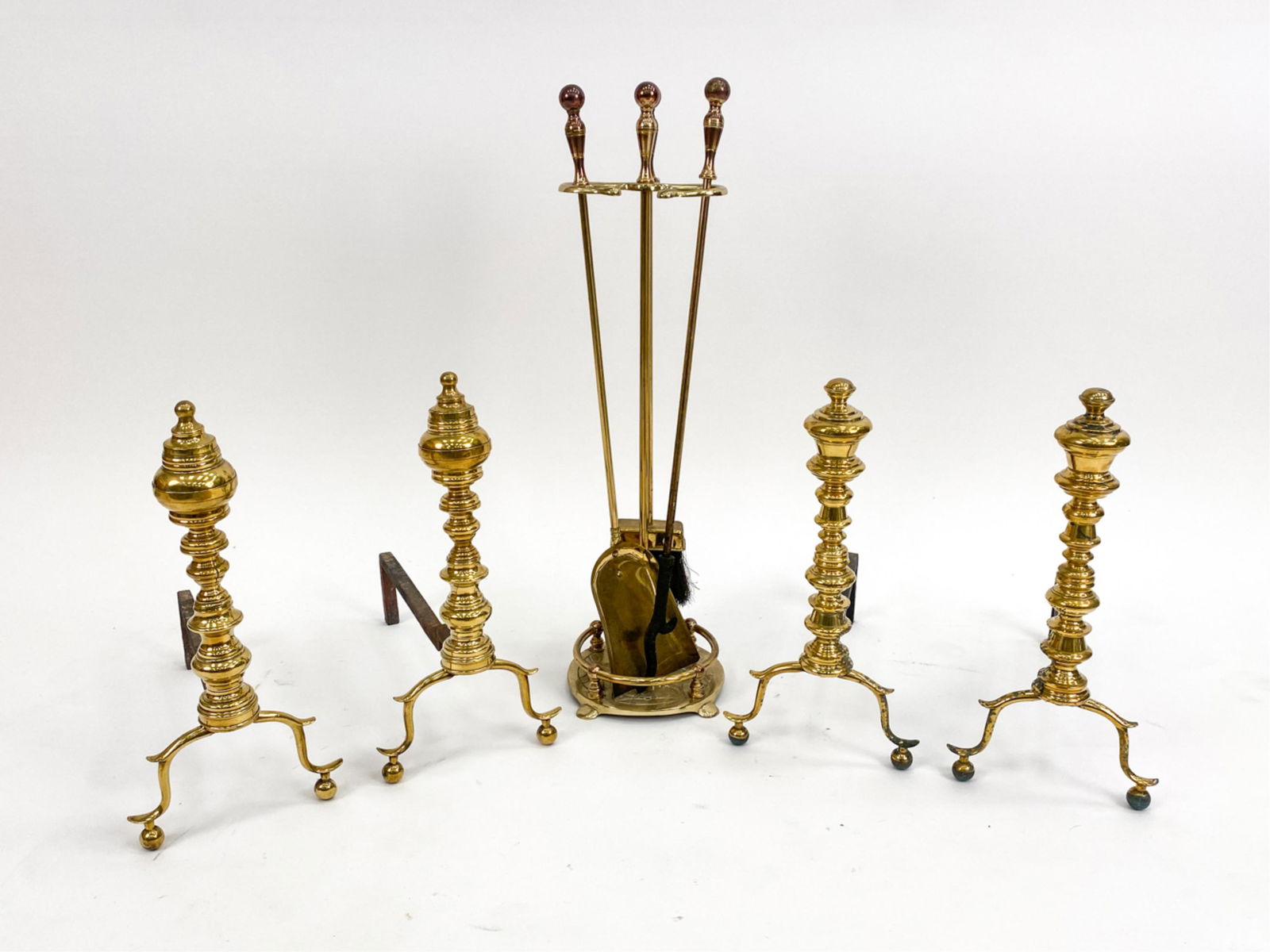 (2) PAIRS OF FEDERAL-STYLE BRASS ANDIRONS & TOOLS (1 of 10)