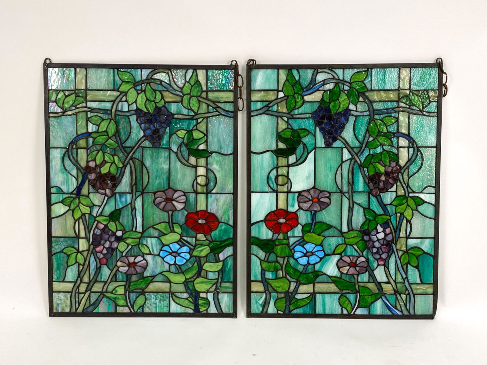 PAIR CONTEMPORARY STAINED GLASS PANELS (1 of 11)
