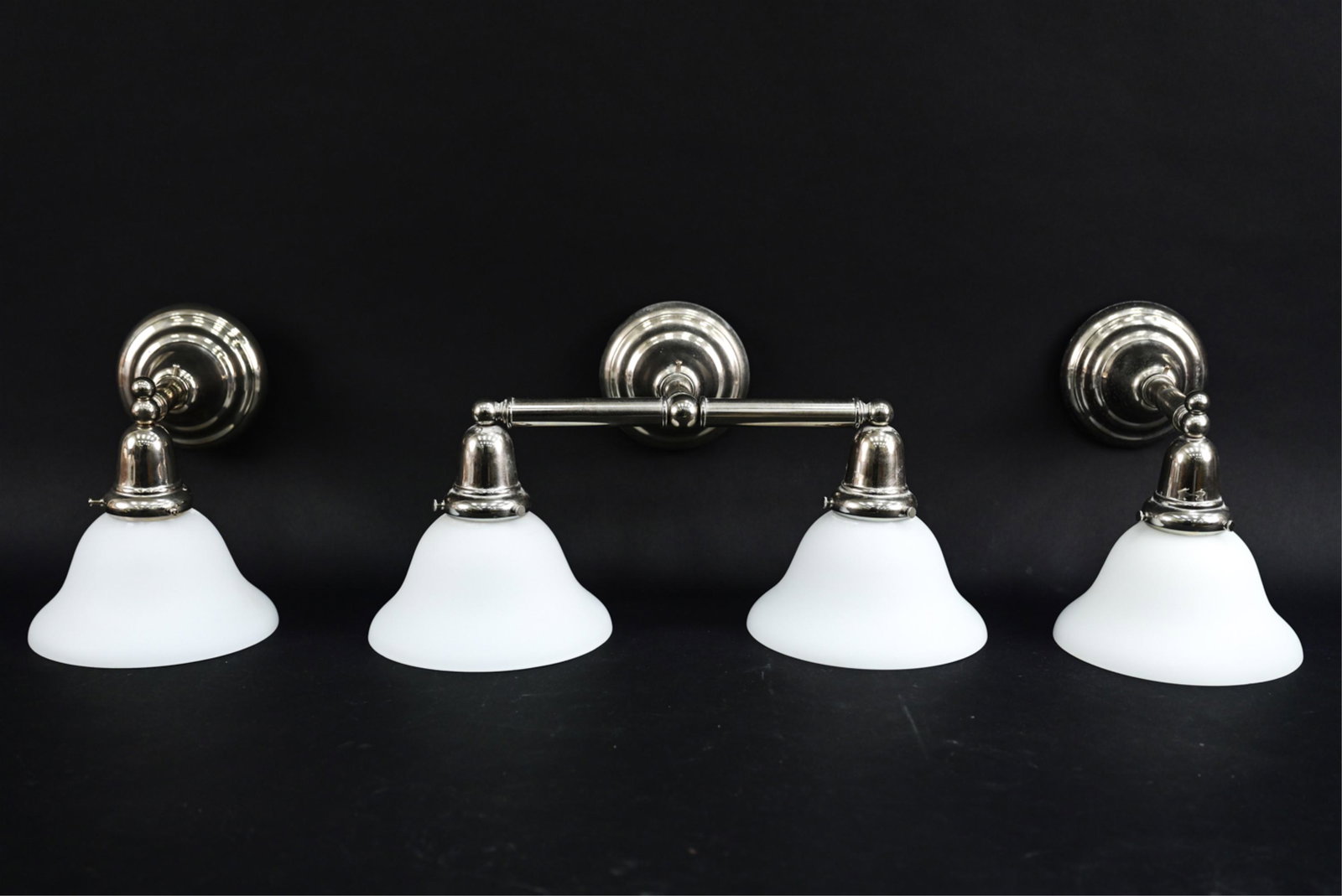 GROUPING OF CONTEMPORARY GLASS & NICKEL SCONCES (1 of 12)