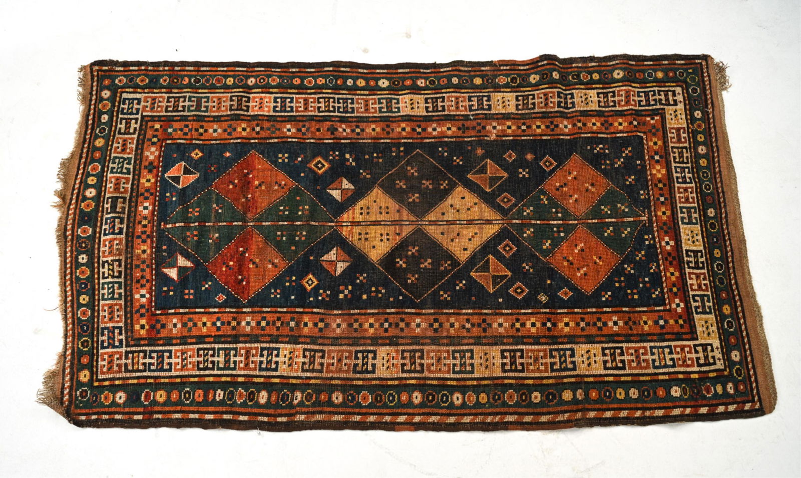 ANTIQUE CAUCASIAN HAND-KNOTTED THROW RUG (1 of 19)