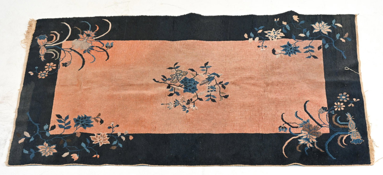C. 1930'S CHINESE HAND-KNOTTED ART DECO THROW RUG (1 of 9)