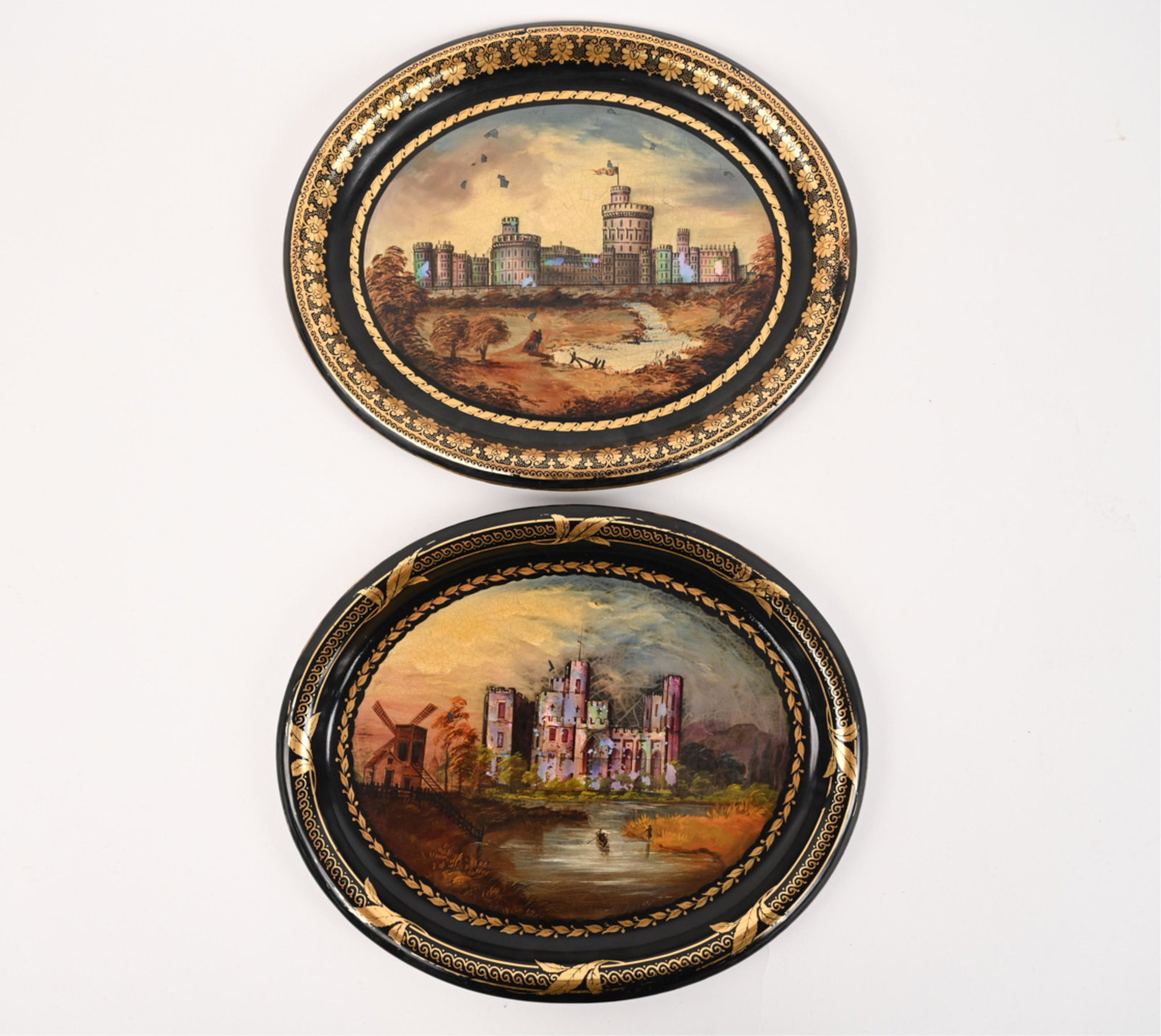 (2) 19TH C. TOLE TRAYS W/ MOTHER OF PEARL INLAY (1 of 12)