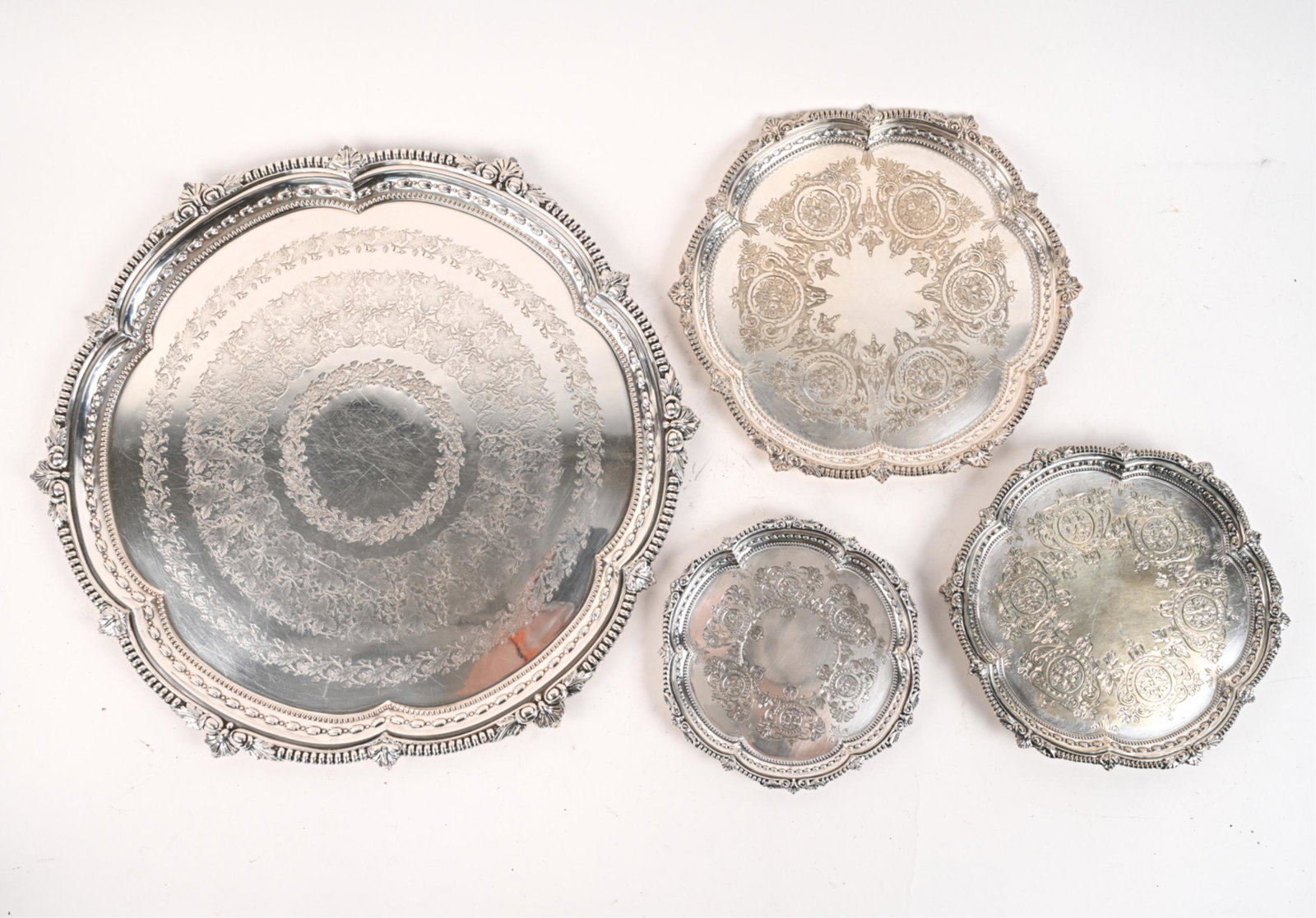 (4) 19TH C. ORNATE SILVERPLATE TRAYS (1 of 15)