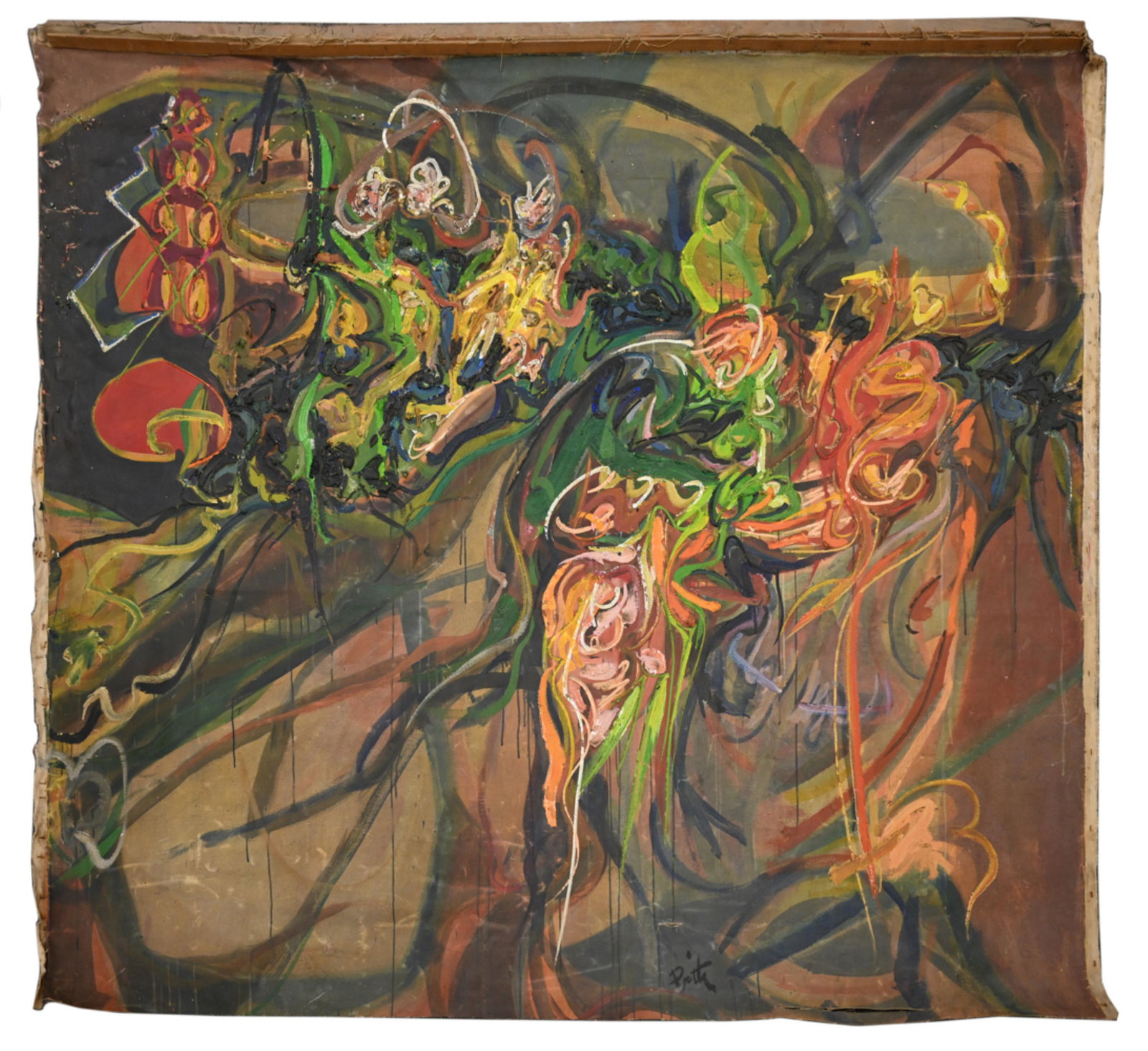 OVERSIZED MID-CENTURY ABSTRACT EXPRESSIONIST O/C (1 of 20)